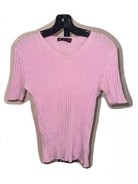 Light Pink Ribbed V-Neck Top